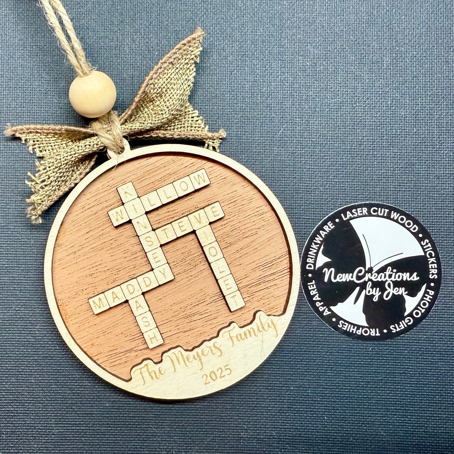 Personalized Family Crossword Name Ornament or Sign – Custom Wood Keepsake