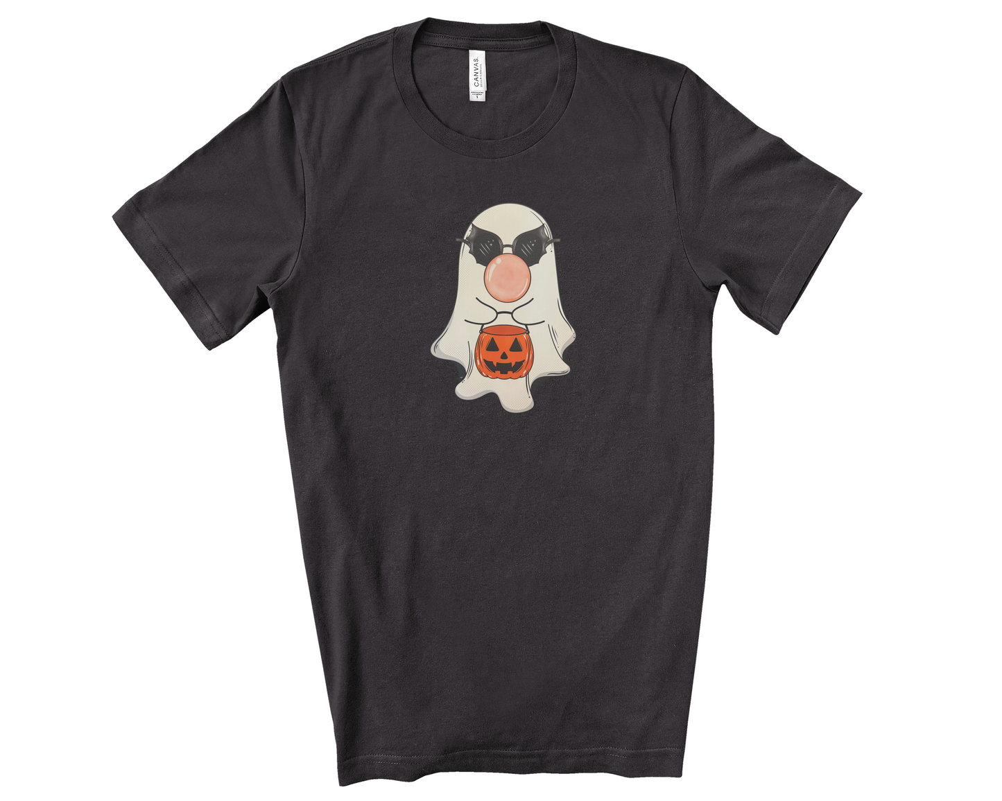 Cool Ghost with Bat Shades and Candy Bucket Premium BellaCanvas T-Shirt