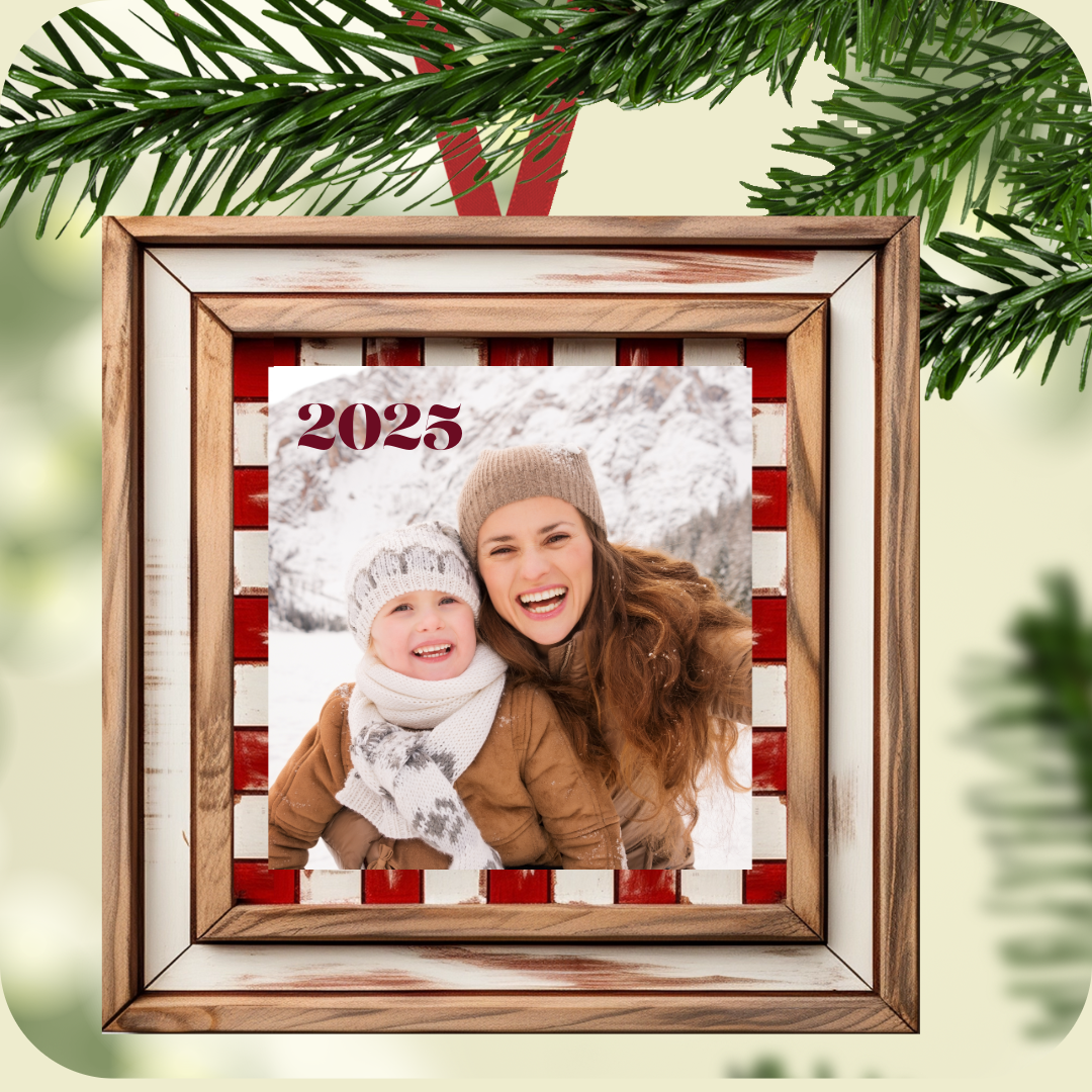 Square Family Photo Ornament
