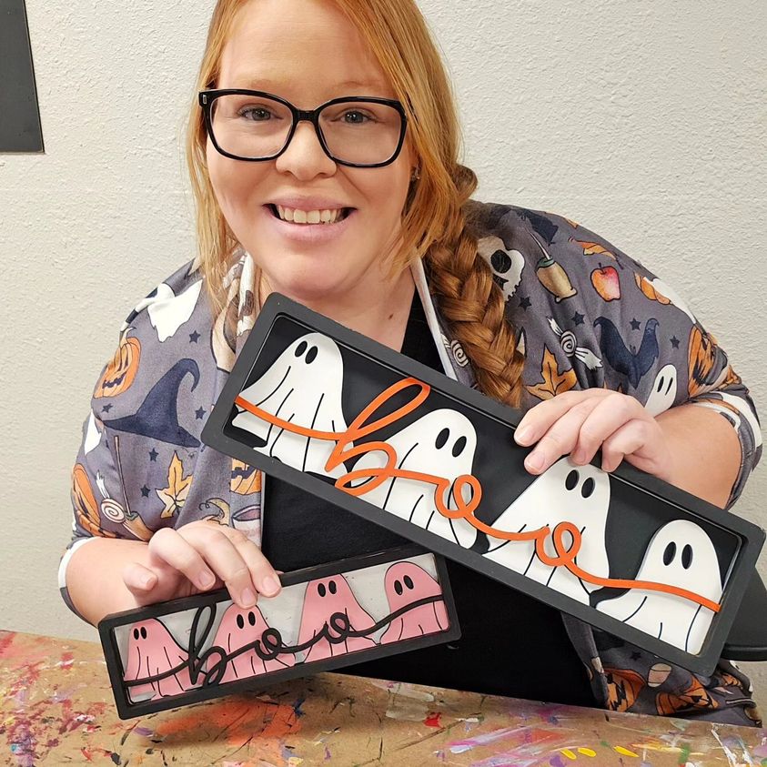 Boo Crew! Chunky Layered Shelf Sitter Sign Kit - Ready to Paint