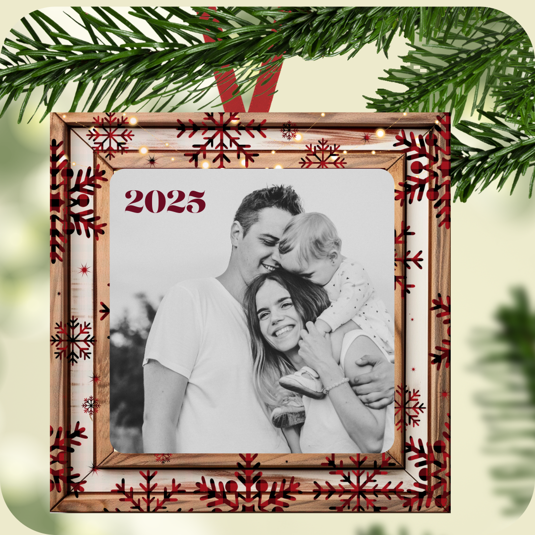 Square Family Photo Ornament