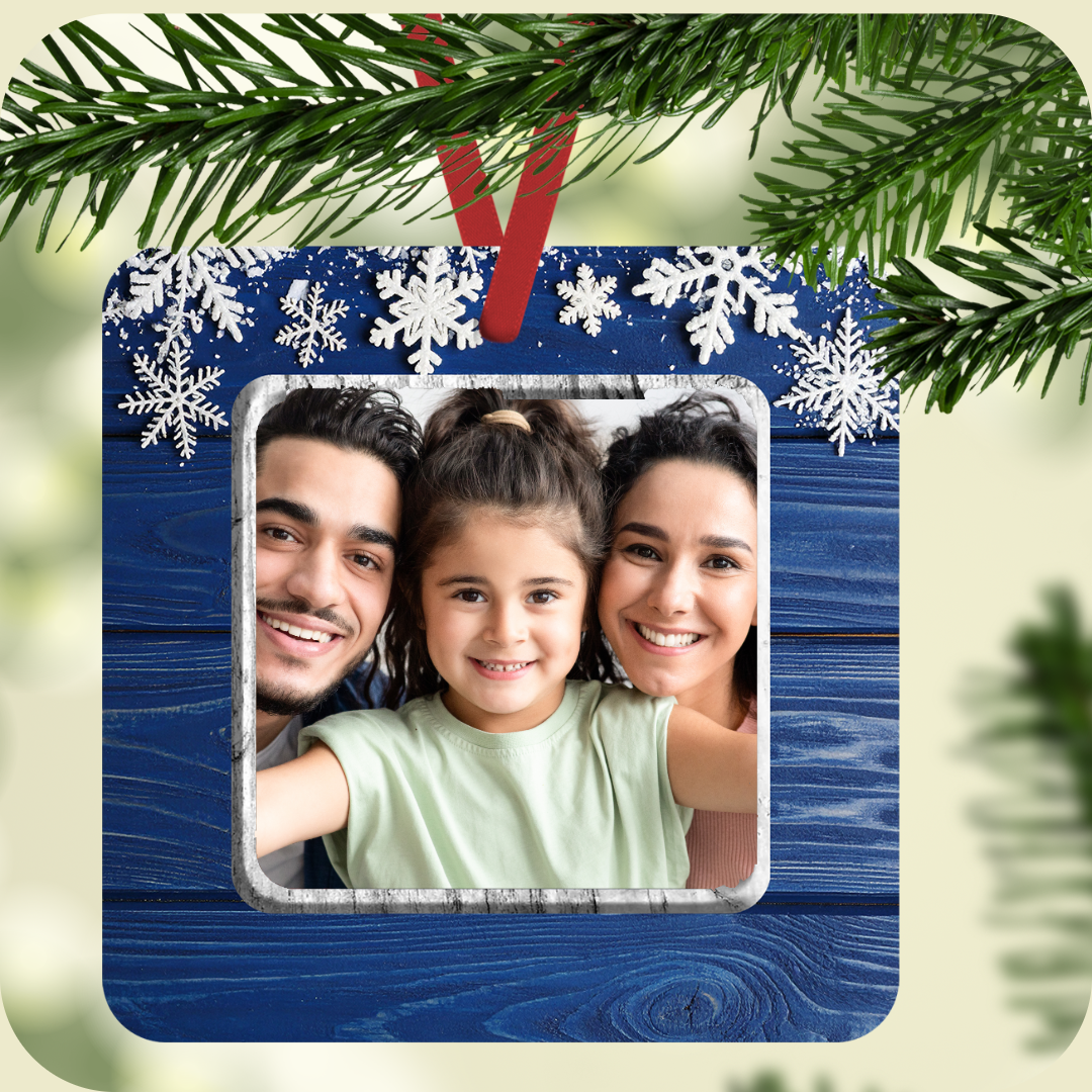 Square Family Photo Ornament