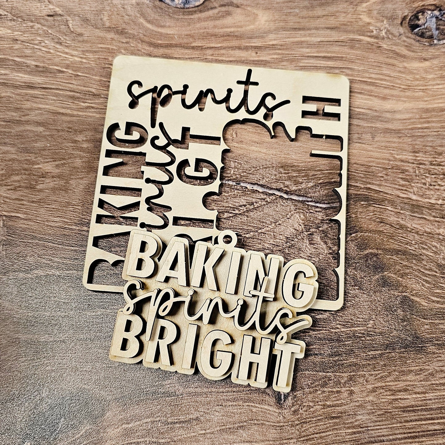 Baking Spirits Bright Mini Sign/Tiered Tray - Ready to Paint Kit or Painted