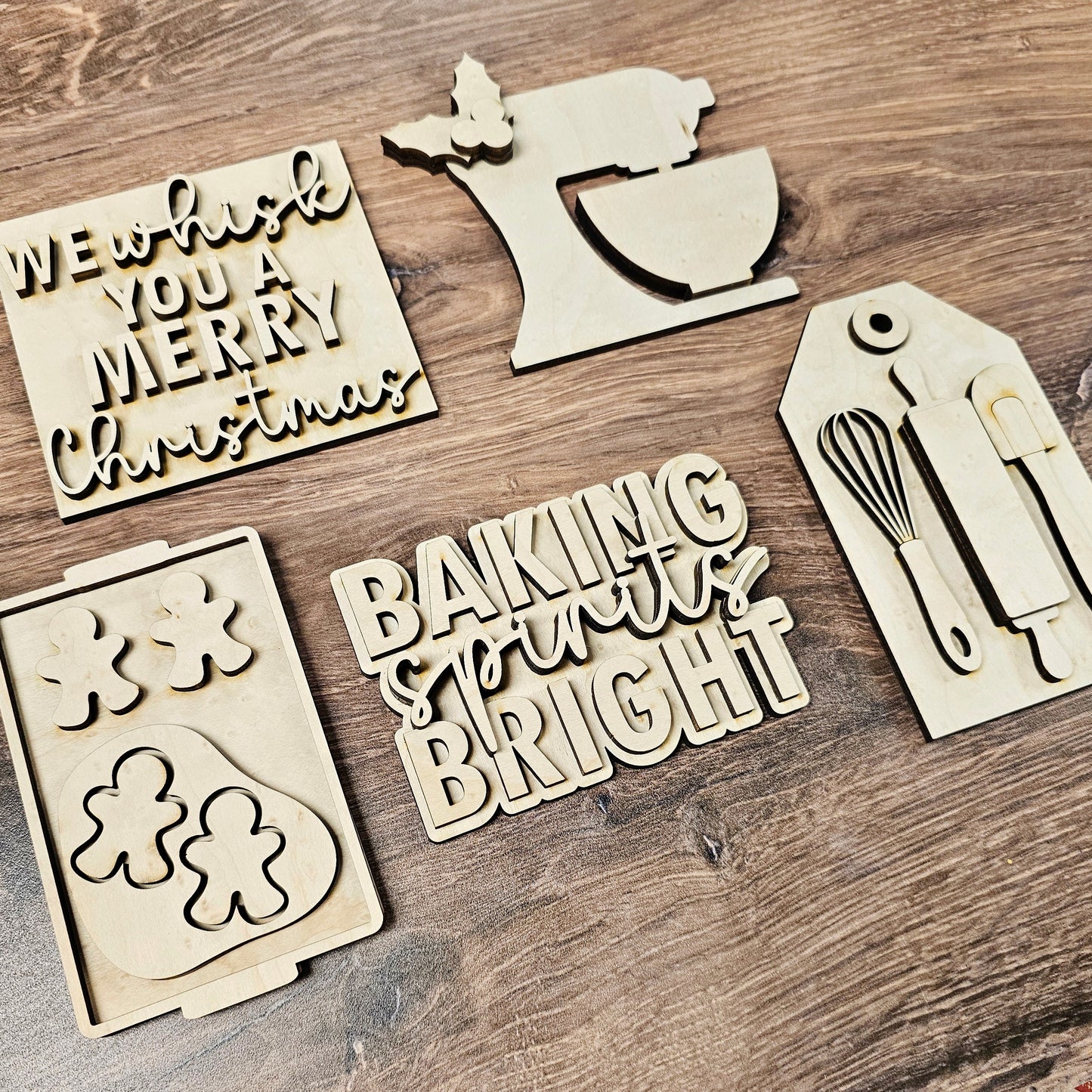 Baking Spirits Bright Mini Sign/Tiered Tray - Ready to Paint Kit or Painted