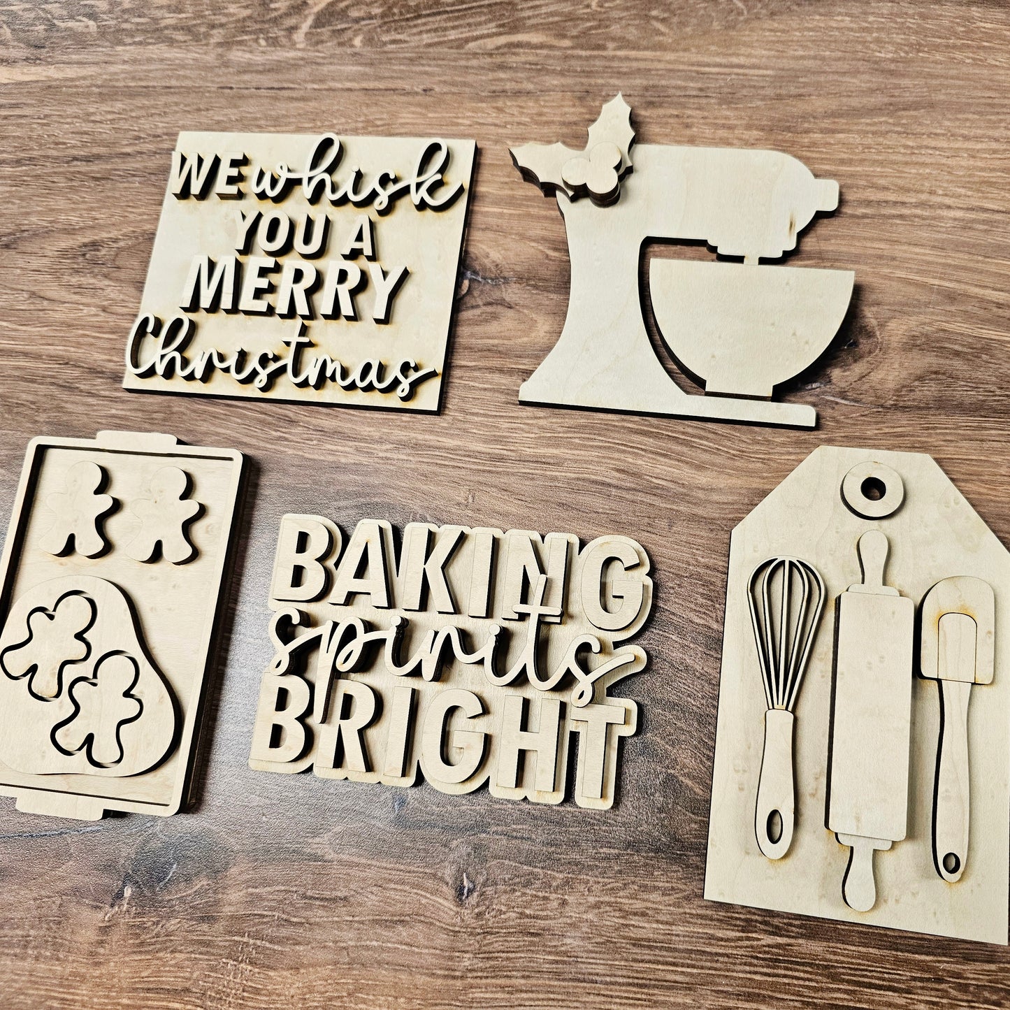Baking Spirits Bright Mini Sign/Tiered Tray - Ready to Paint Kit or Painted