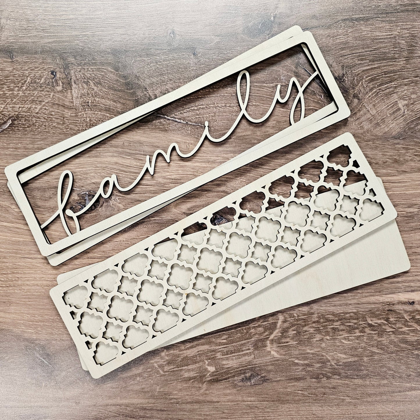 Family Quatrefoil Chunky Layered Shelf Sitter Sign Kit