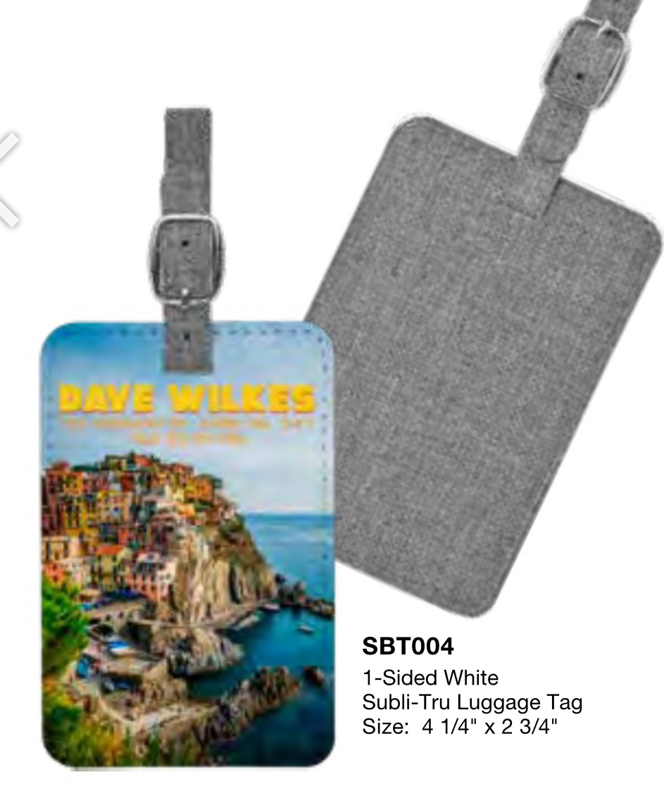 Etiqueta de equipaje Subli-Tru personalizada a todo color