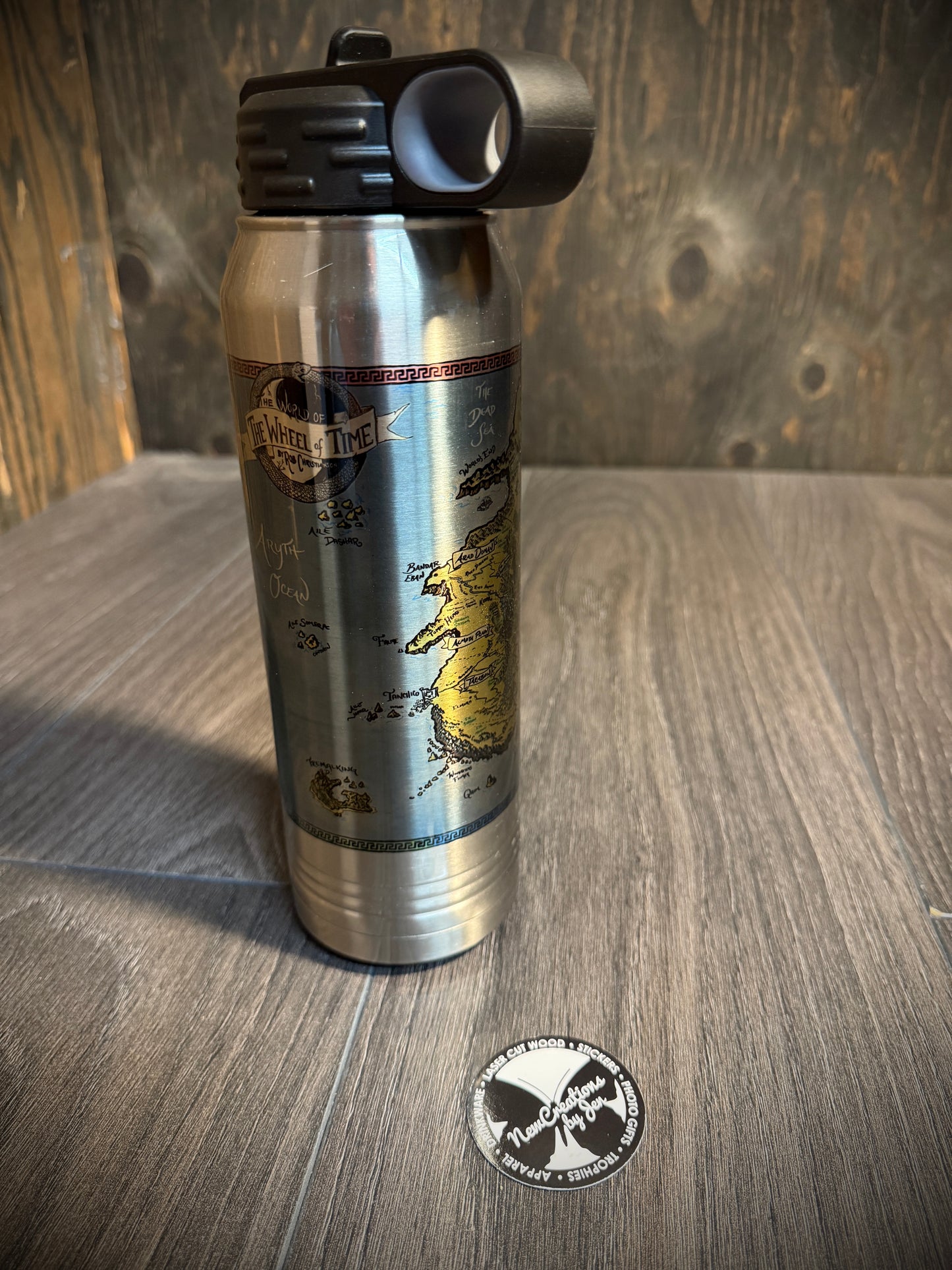 Silver Westlands Map Wheel of Time 30oz Water Bottle