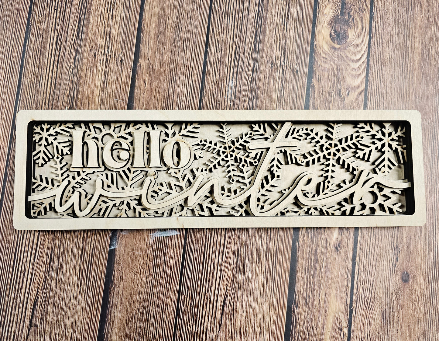 Kit de letreros gruesos de estante en capas "Hola Invierno"