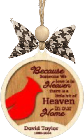 Cardinal Ornament - Because Someone We Love - Personalized