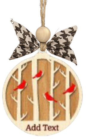 Cardinal Ornament - Four Birds on a Tree - Personalized