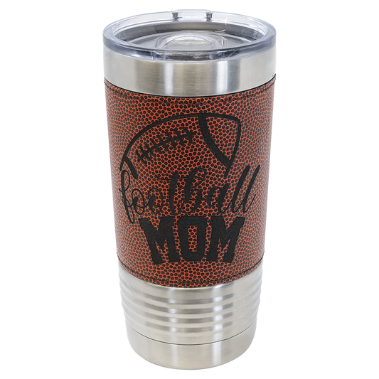 Personalized 20 oz Leatherette Sports Tumbler – Engraved Basketball, Football, Baseball, Softball, Volleyball & Soccer