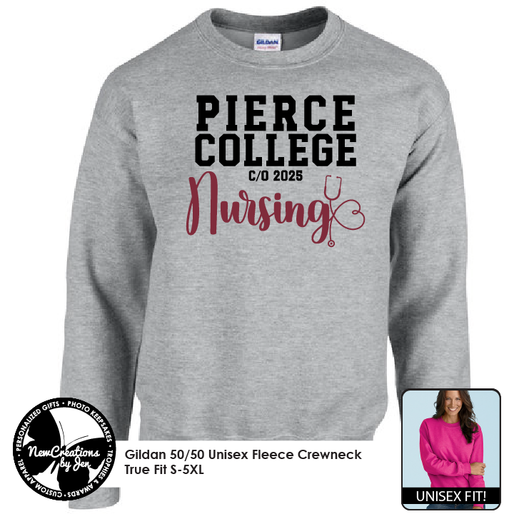 Sudadera de cuello redondo de enfermería de Pierce College