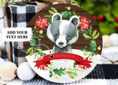 Adornos personalizados para la primera Navidad de animales bebés