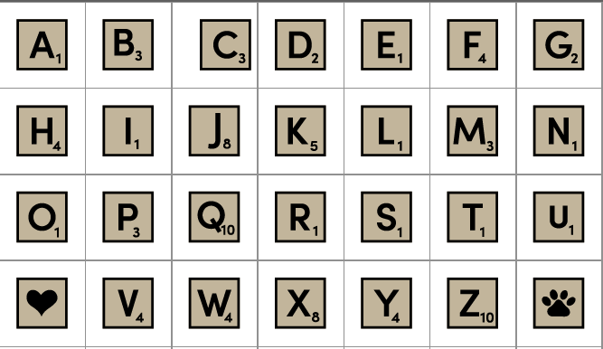 Wall Art - Crossword Letters for your wall