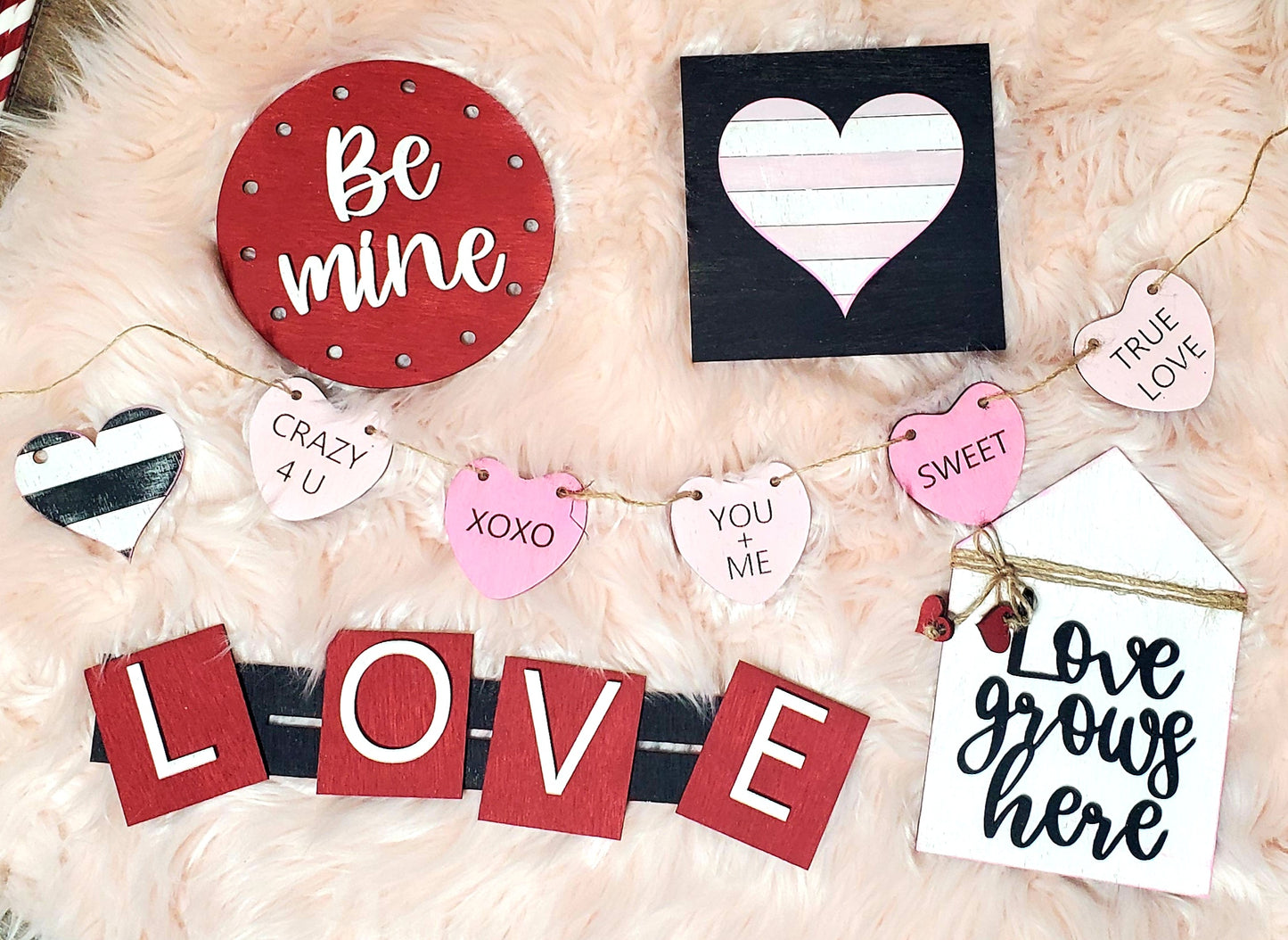 Bandeja escalonada "El amor crece aquí", dulce San Valentín - Kit listo para pintar