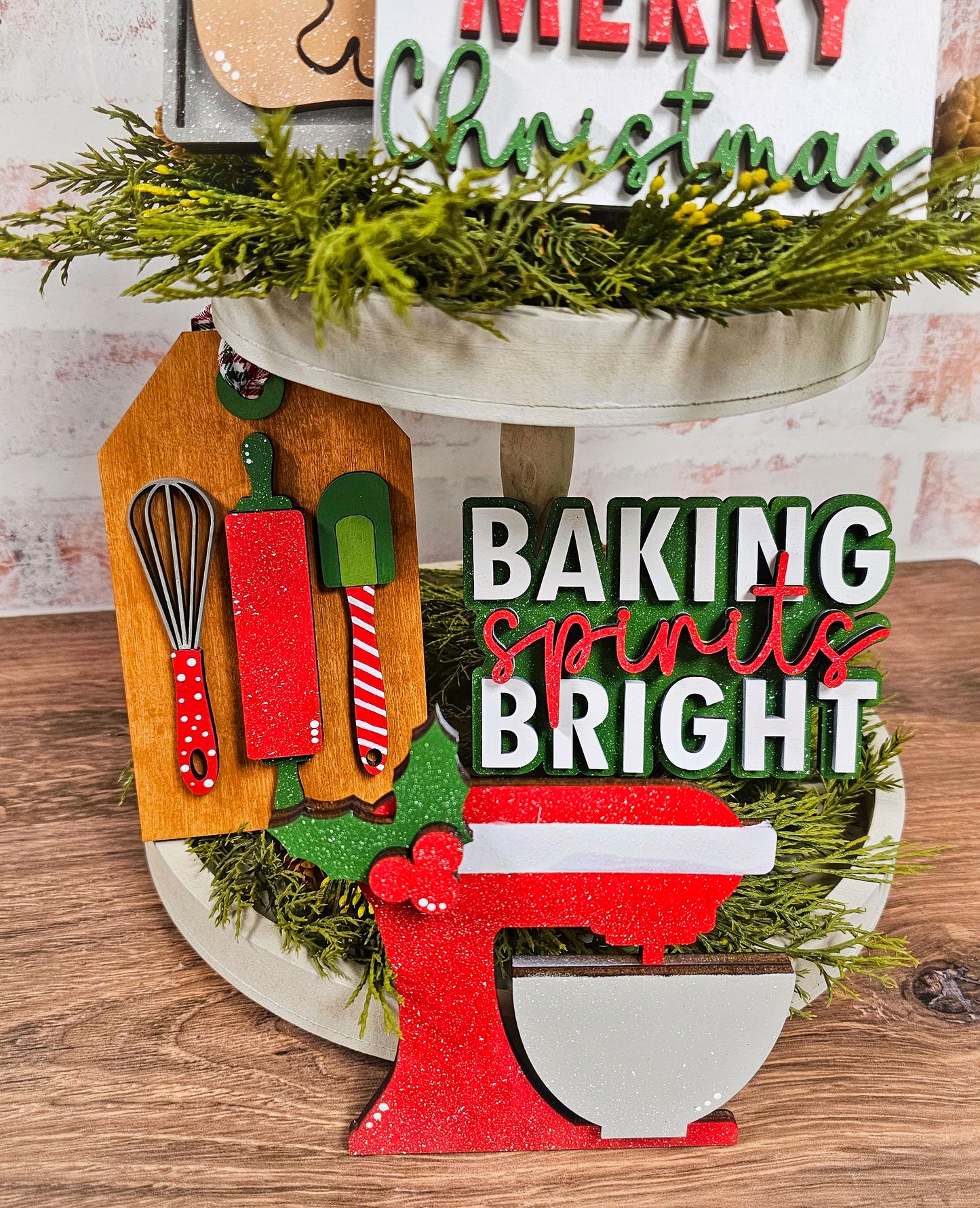 Baking Spirits Bright Mini Sign/Tiered Tray - Ready to Paint Kit or Painted