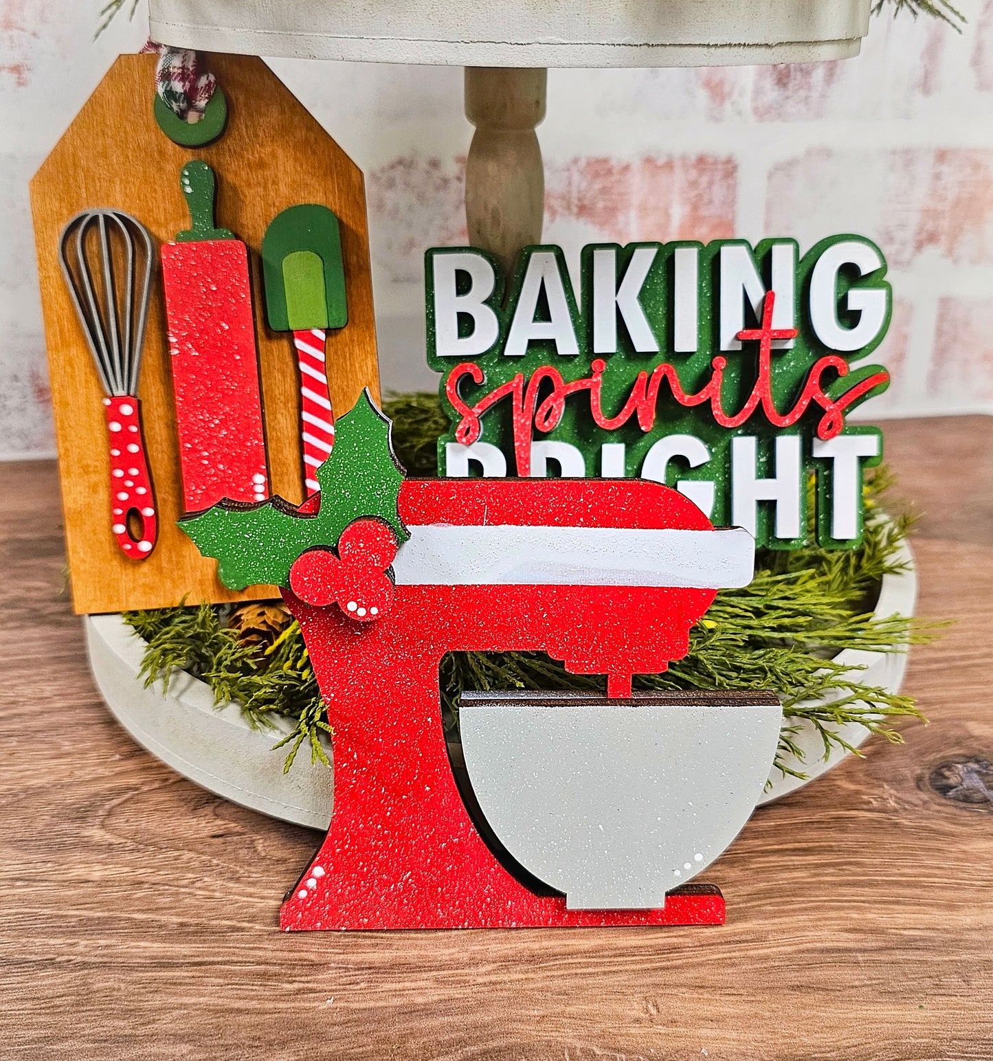 Baking Spirits Bright Mini Sign/Tiered Tray - Ready to Paint Kit or Painted