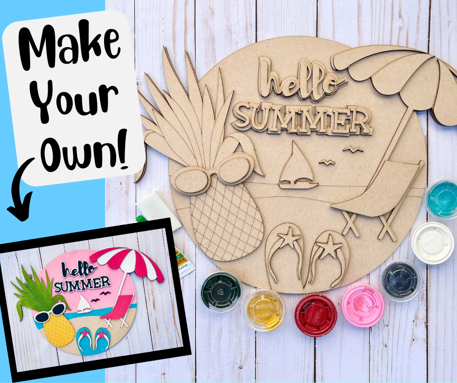Hello Summer Beach Round Layers Sign