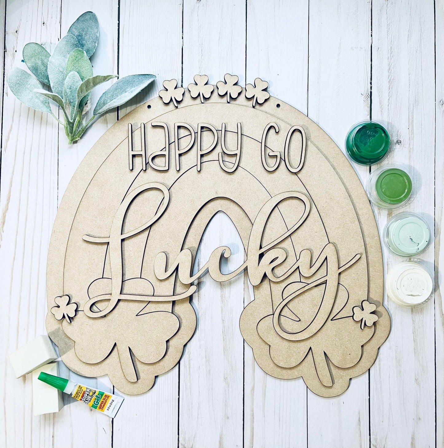 Happy Go Lucky Rainbow Sign Kit - Ready to Paint