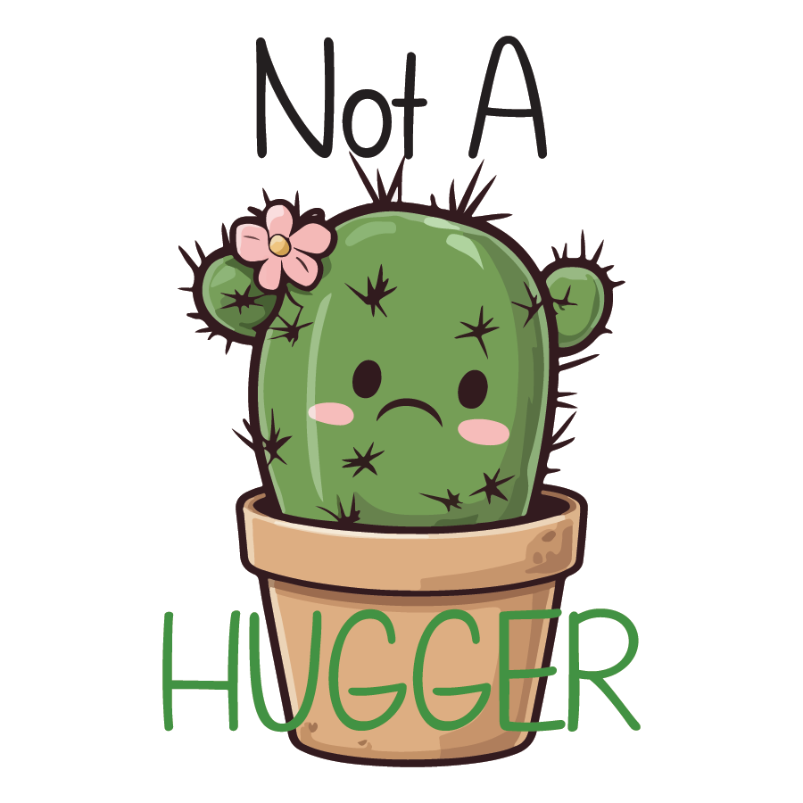 Pegatina de cactus triste que no es un abrazador