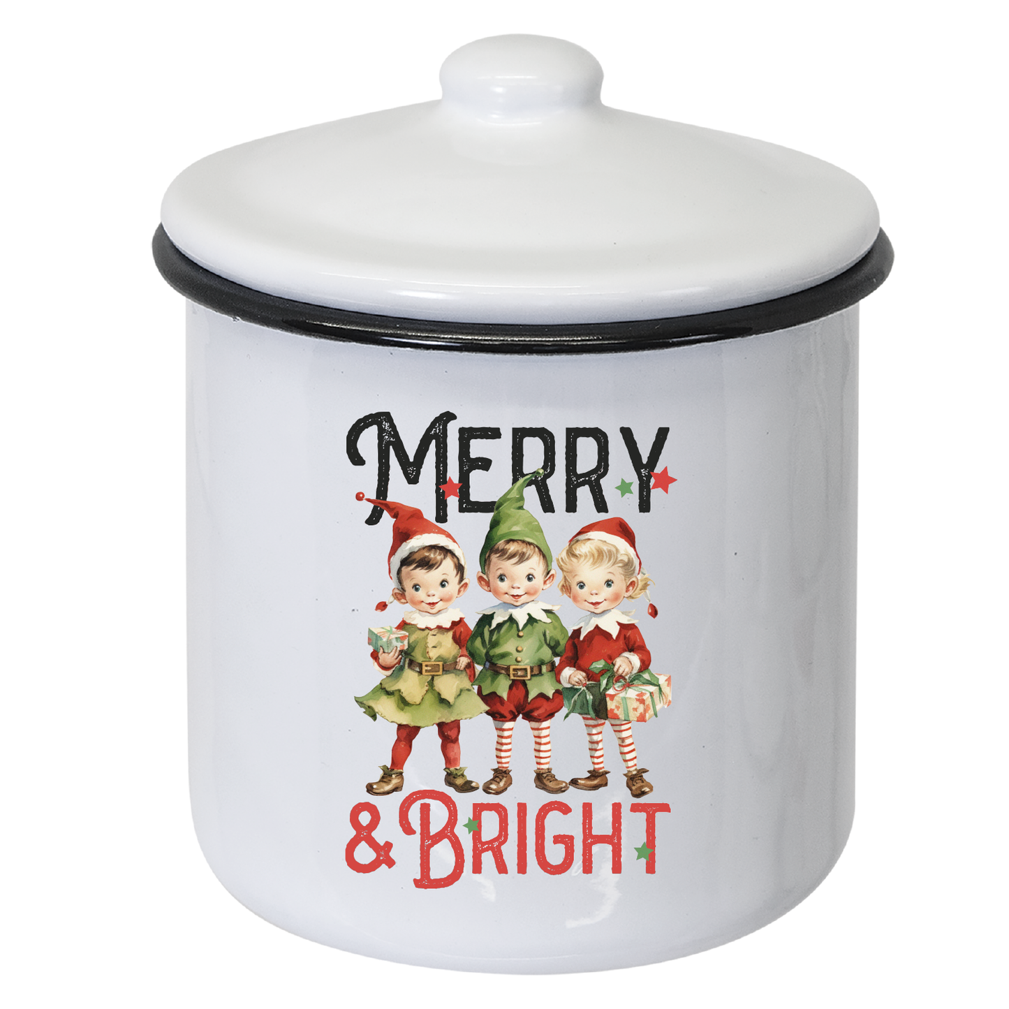 Bote navideño vintage con tapa