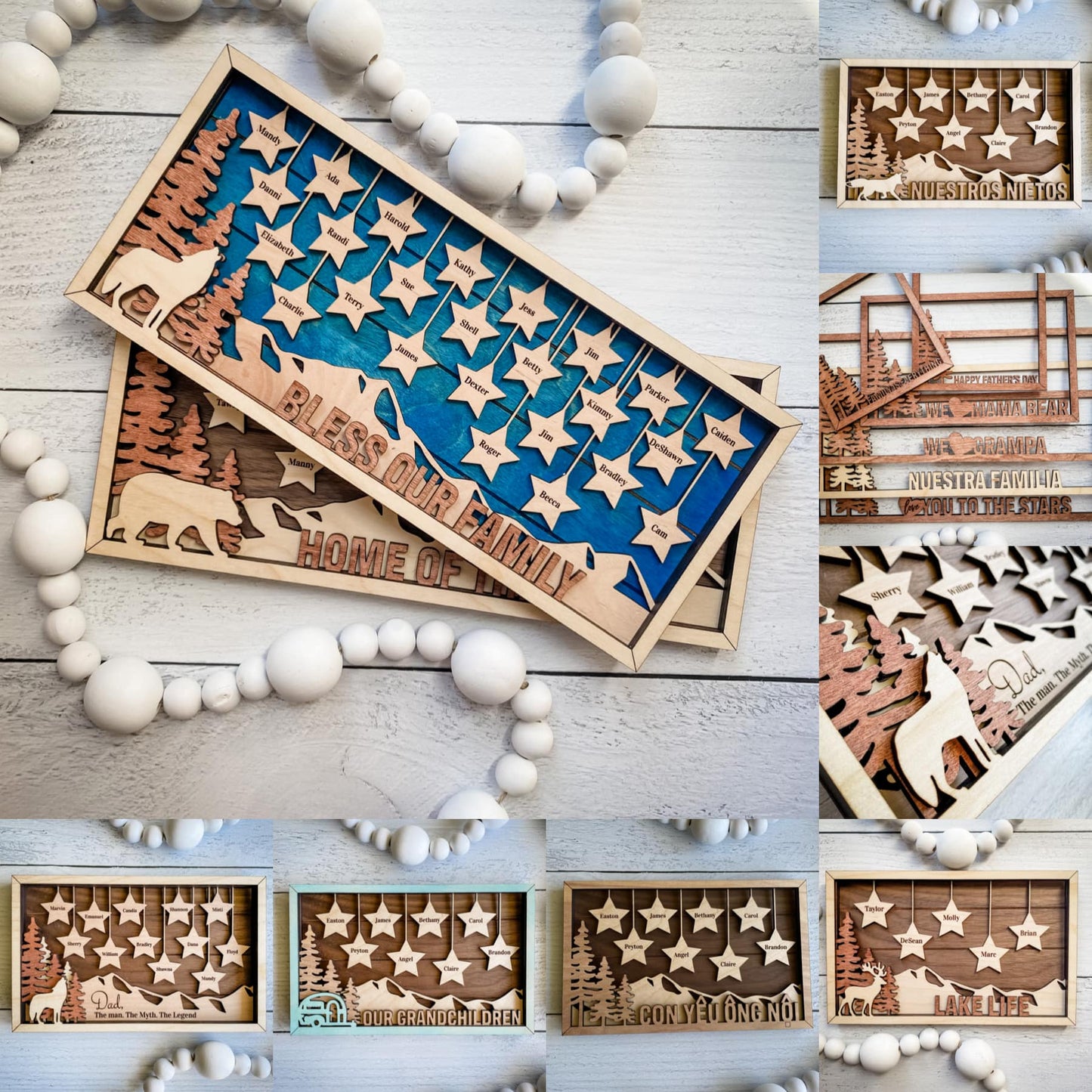 Letrero con marco de estrellas colgantes: personalizado y terminado