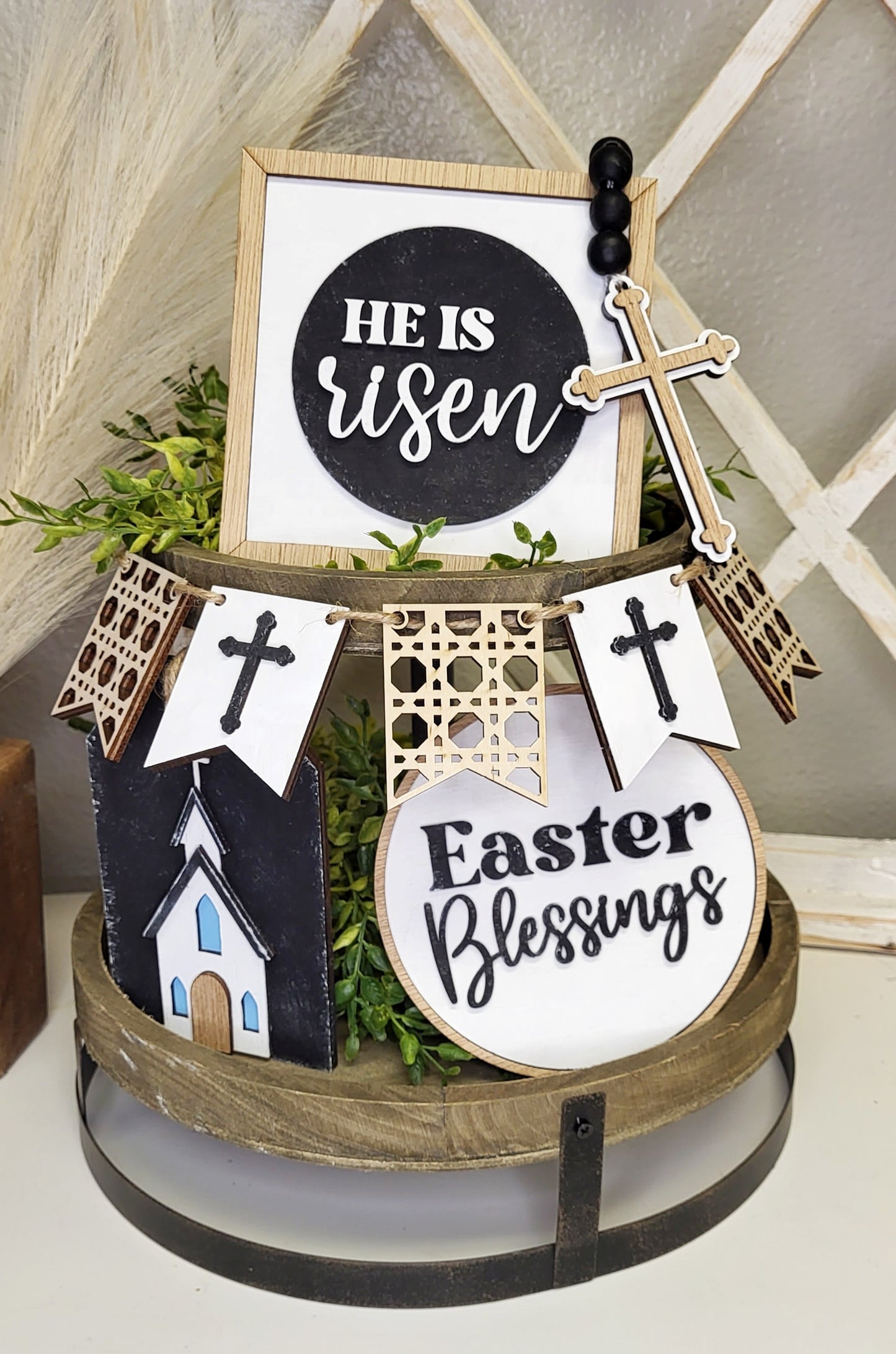 Easter Blessings He is Risen Kit - Great for Tiered Trays - Ready to Paint Kit