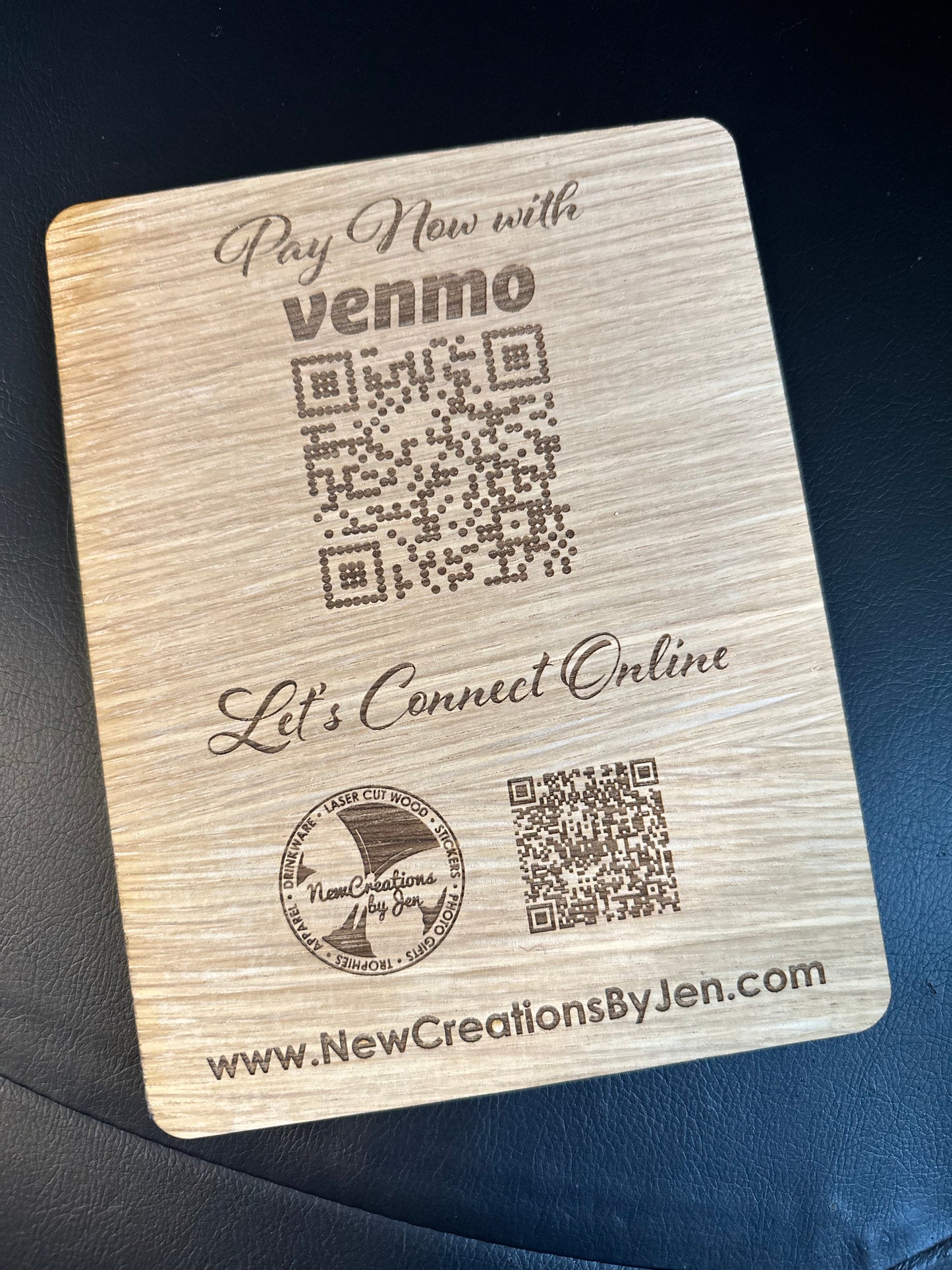 Letrero comercial con código QR: madera o acrílico