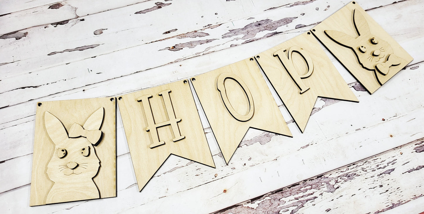 Bunny Hop Banner Sign - Ready to Paint Kit