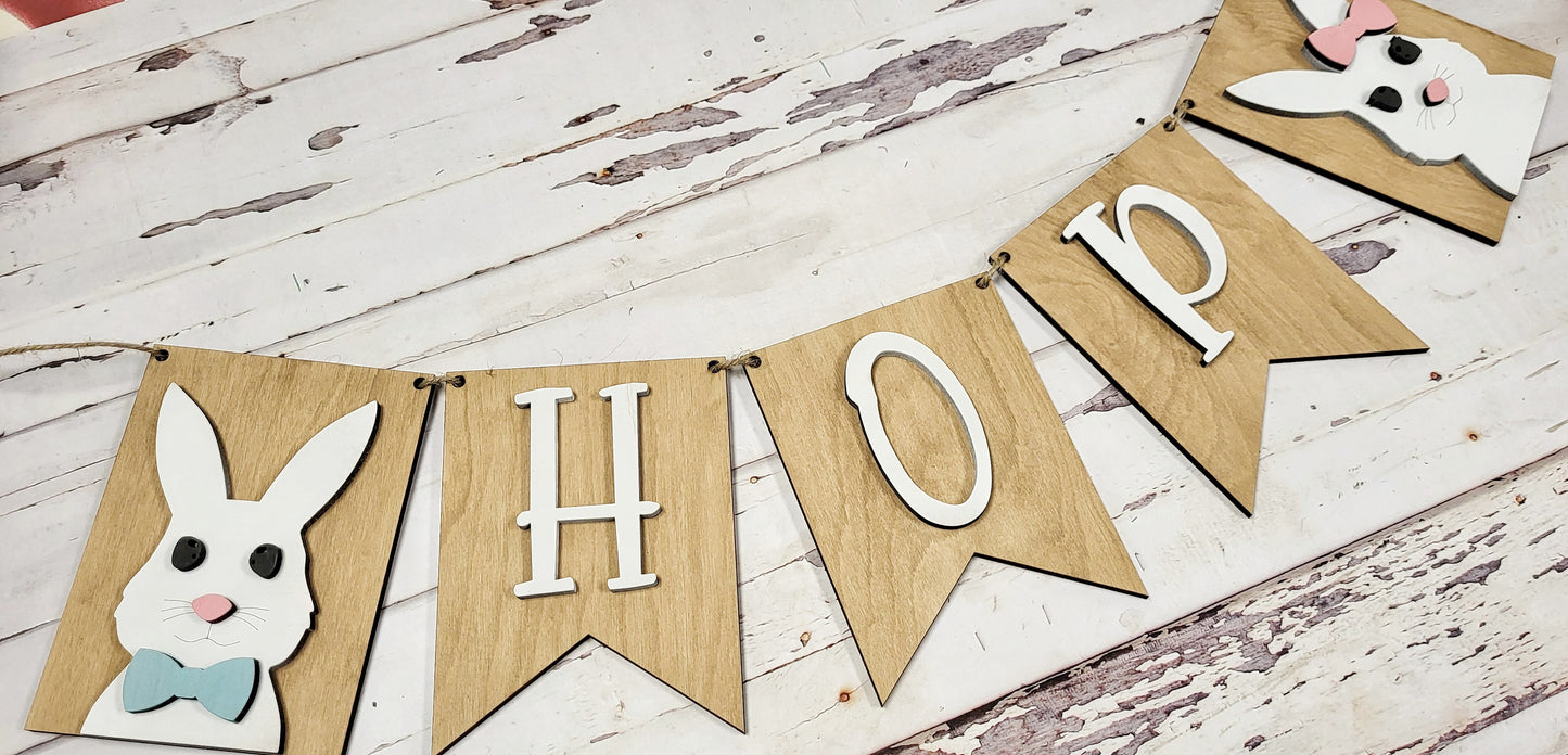 Bunny Hop Banner Sign - Ready to Paint Kit
