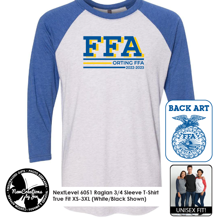 FFA Unisex 3/4 Sleeve Raglan T-Shirt