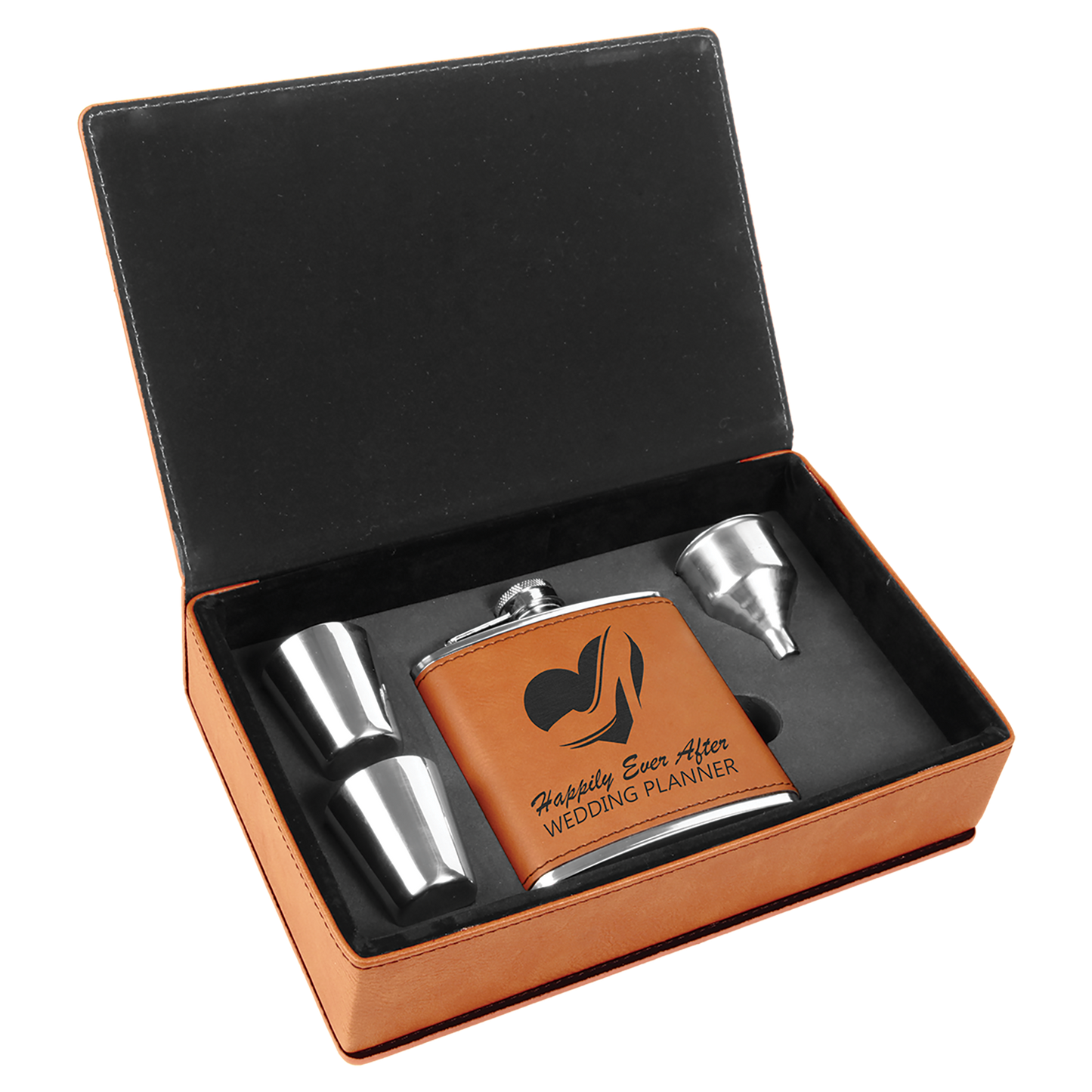 Set de regalo de frasco de cuero sintético grabable con láser
