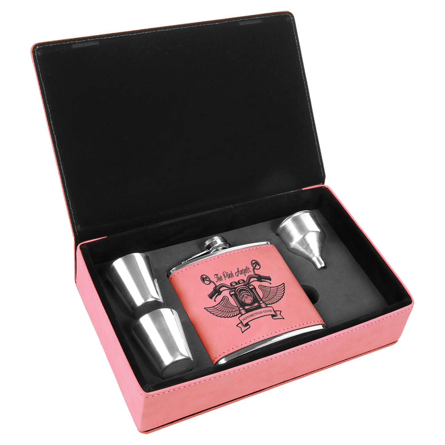 Set de regalo de frasco de cuero sintético grabable con láser