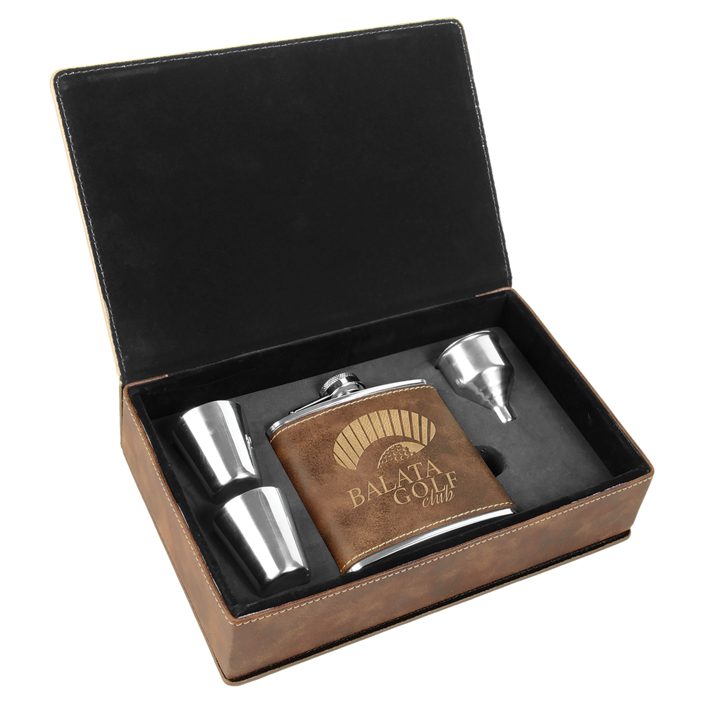 Set de regalo de frasco de cuero sintético grabable con láser