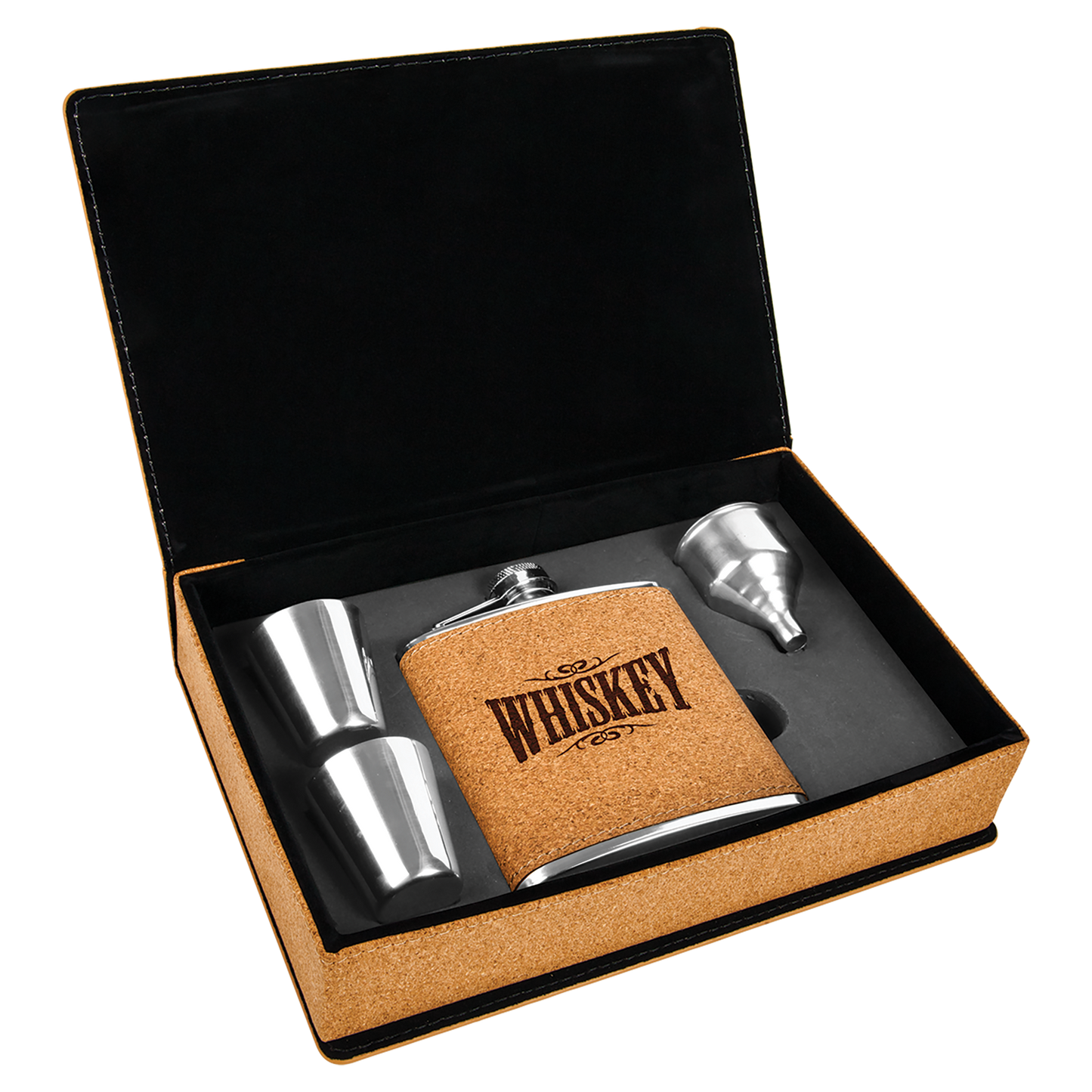Set de regalo de frasco de cuero sintético grabable con láser