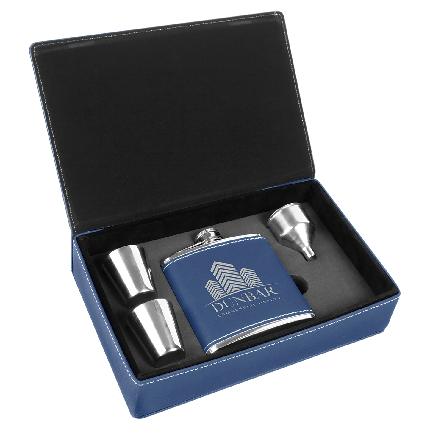 Set de regalo de frasco de cuero sintético grabable con láser