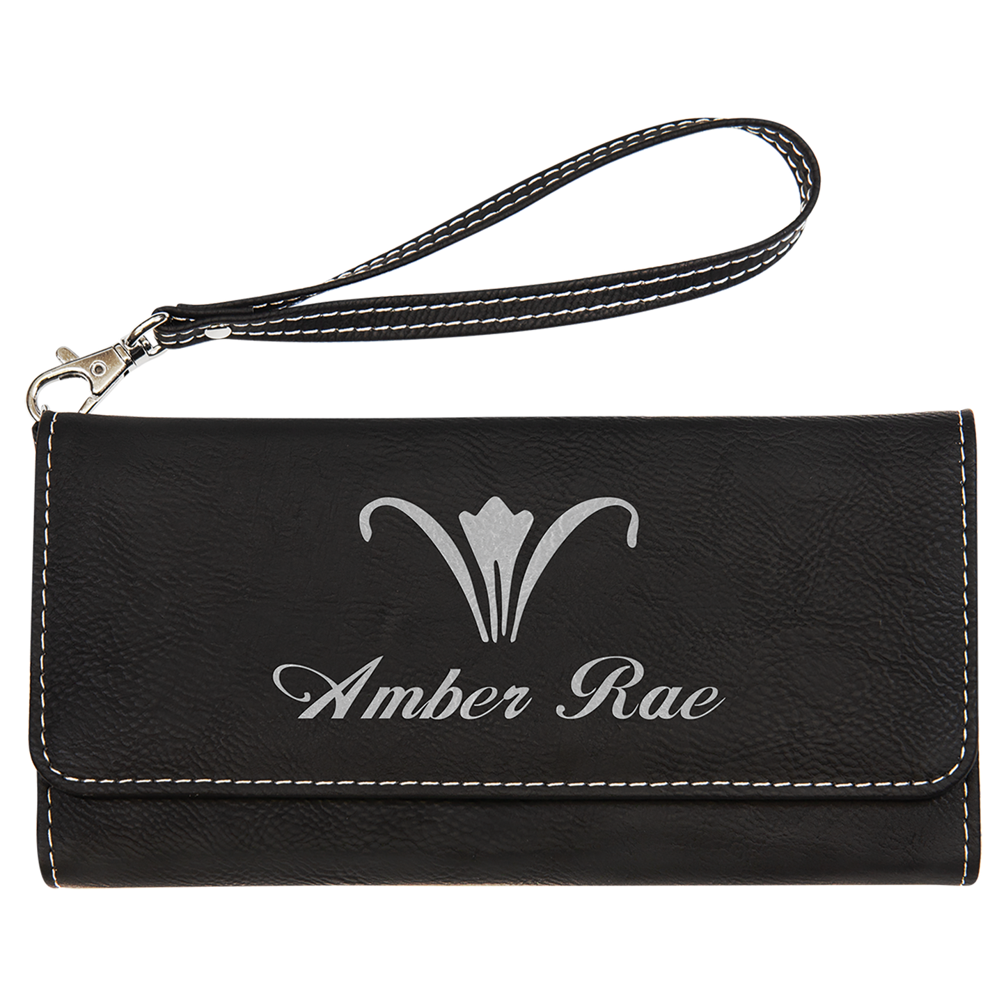 Personalized Leatherette Wallet with Strap - 7 1/2" x 4"