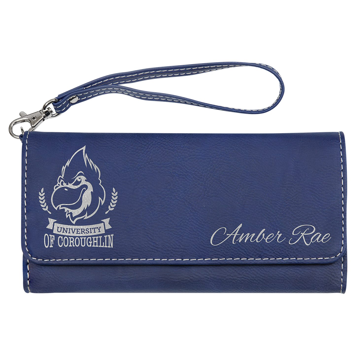 Personalized Leatherette Wallet with Strap - 7 1/2" x 4"