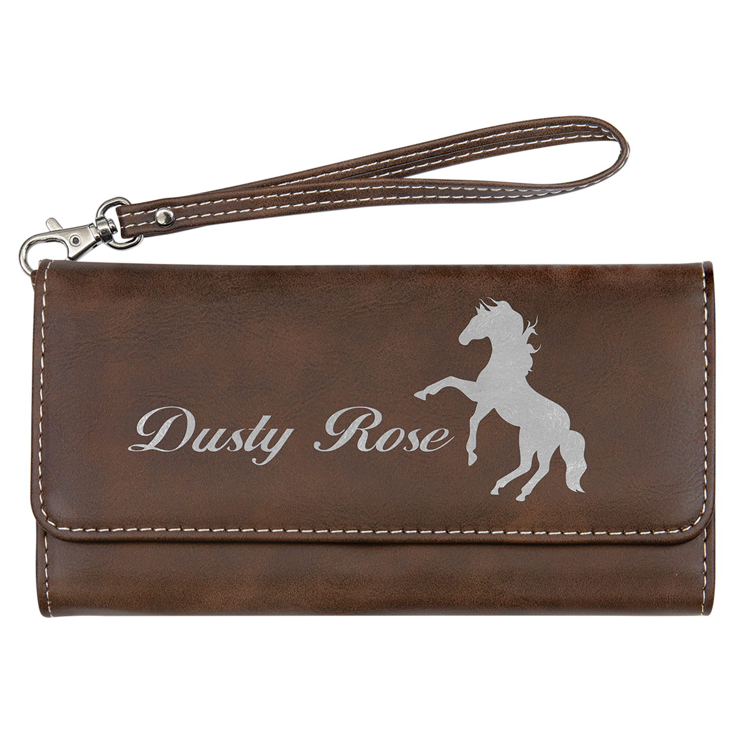 Personalized Leatherette Wallet with Strap - 7 1/2" x 4"