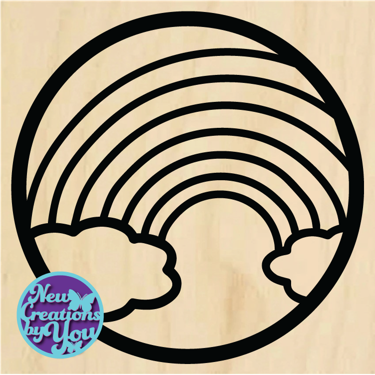 Inserto redondo de arcoíris listo para pintar