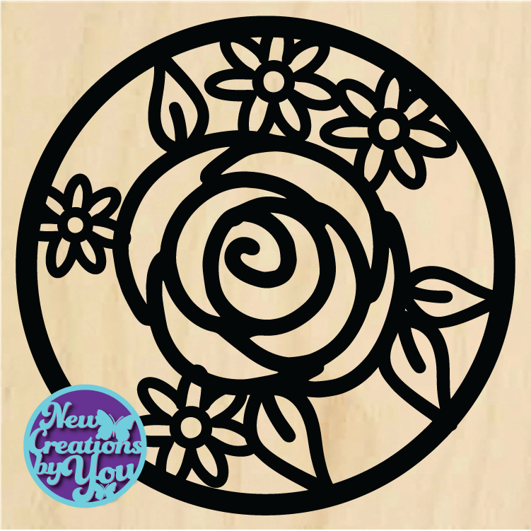 Inserto redondo de rosa listo para pintar