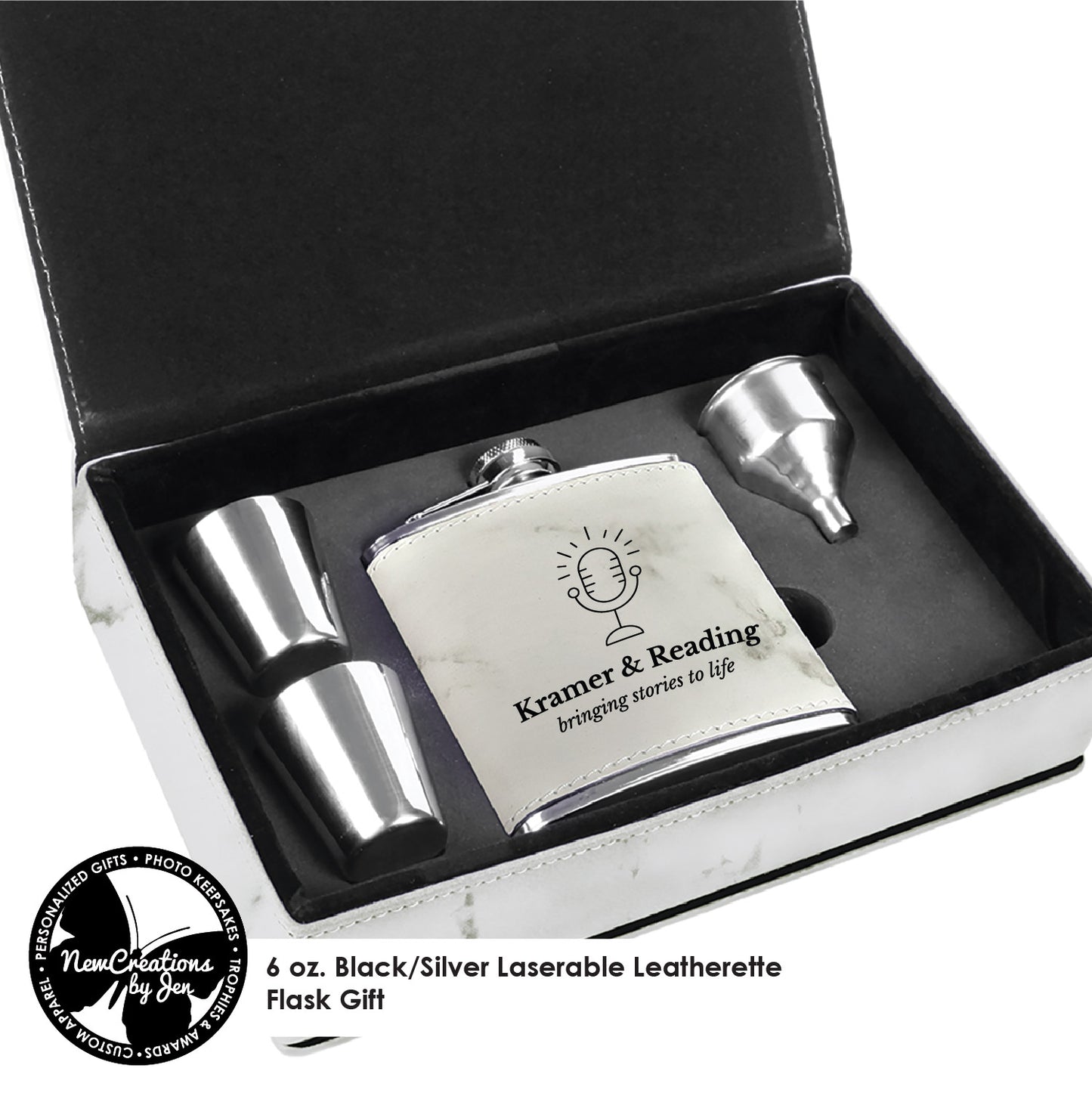 K&R Laserable Leatherette Flask Gift Set