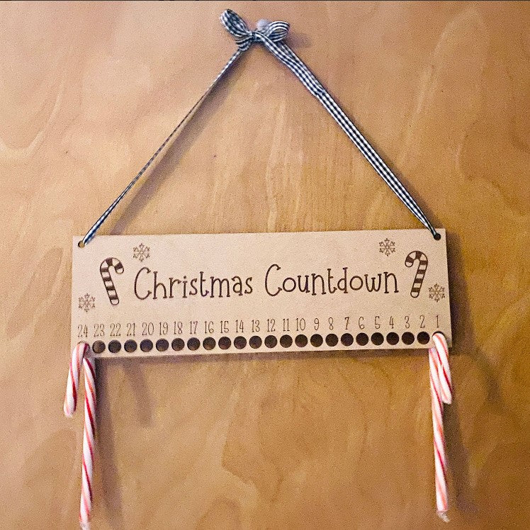 Candy Cane Advent Christmas Countdown Hanging Sign