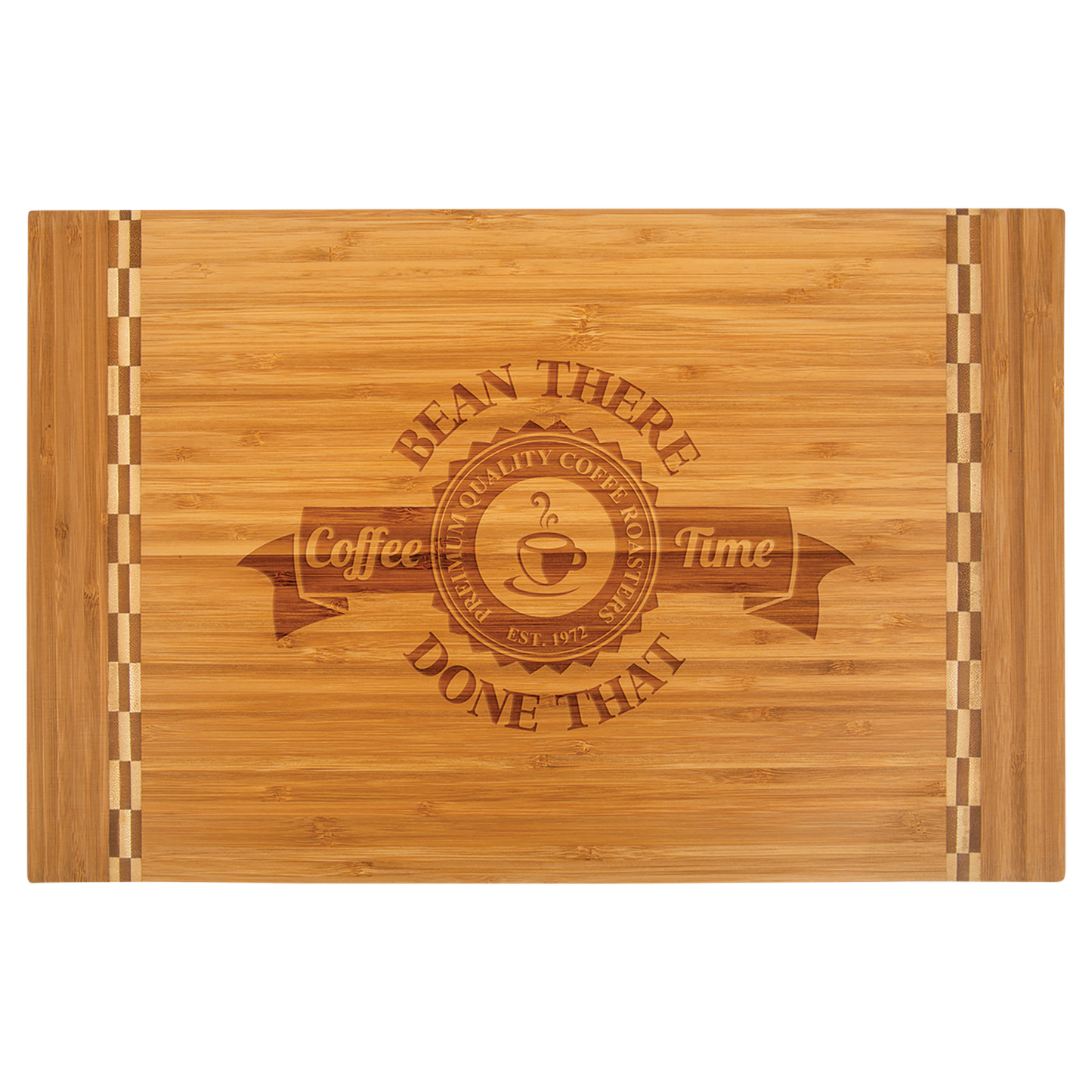 Natural Bamboo Cutting Board with Butcher Block Inlay or Ends