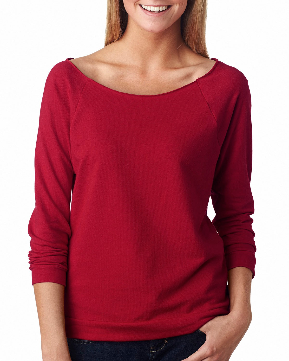 Camiseta de manga 3/4 de rizo francés para mujer, Next Level 6951