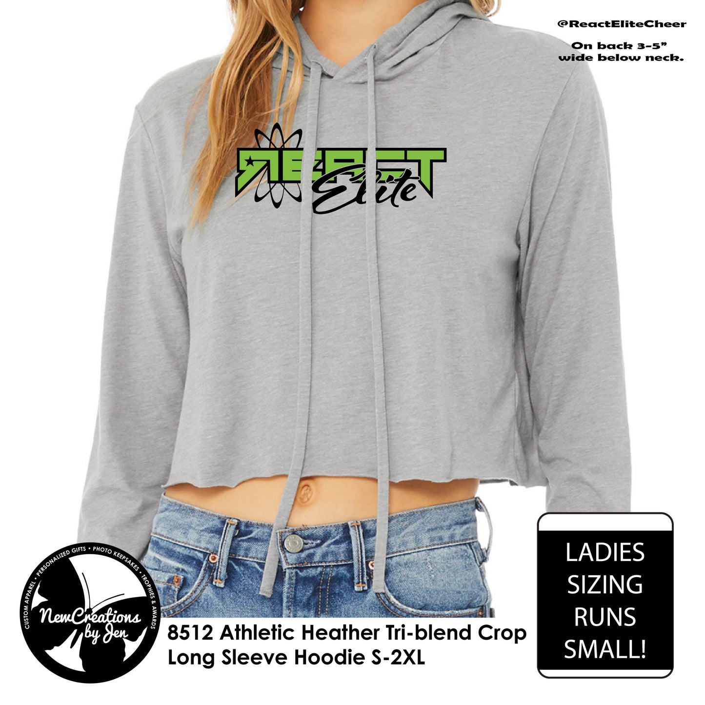 REACT BC Crop Hoodie T-Shirt STORM GREY