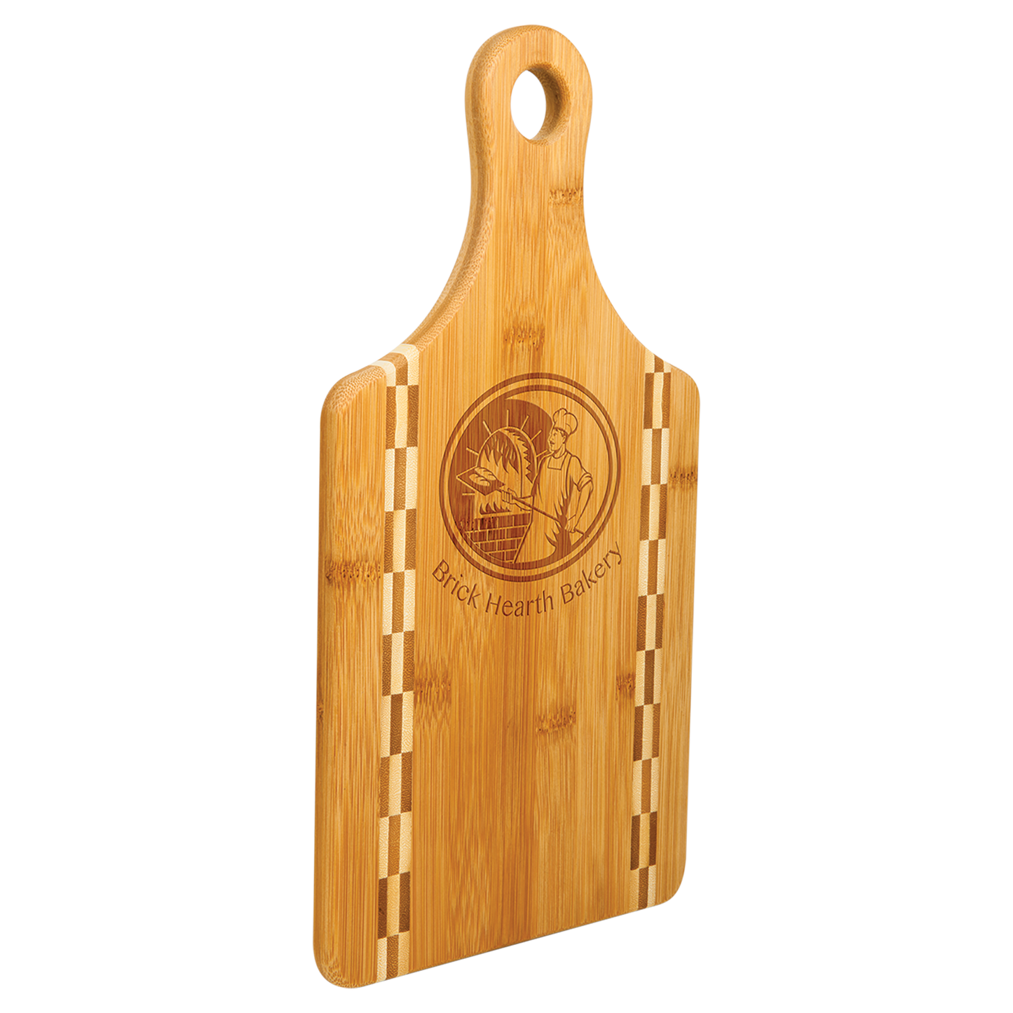 Natural Bamboo Cutting Board with Butcher Block Inlay or Ends