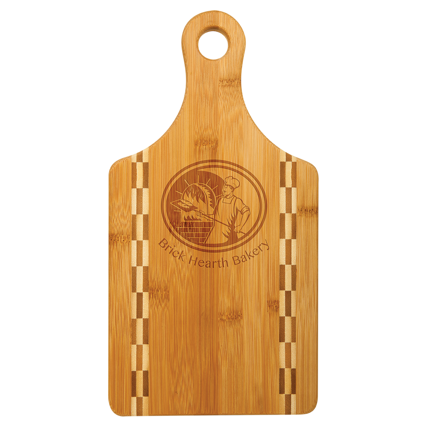 Natural Bamboo Cutting Board with Butcher Block Inlay or Ends