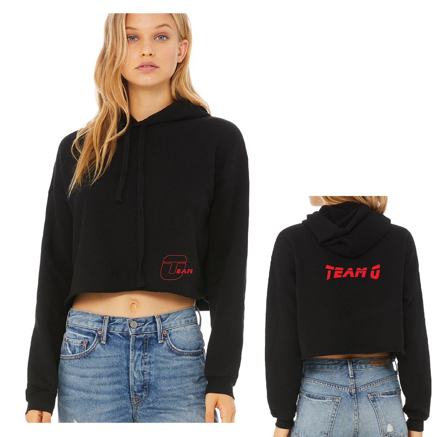 Sudadera corta con capucha de polar para mujer del equipo O